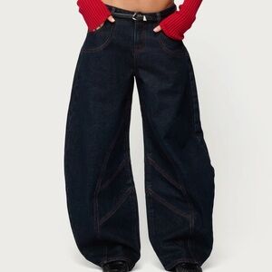 Edikted Wide-Leg Barrel Jeans with Contrast Seams